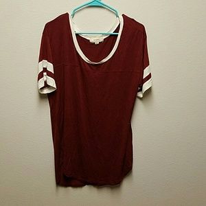 Flowy Burgundy and Cream T-shirt